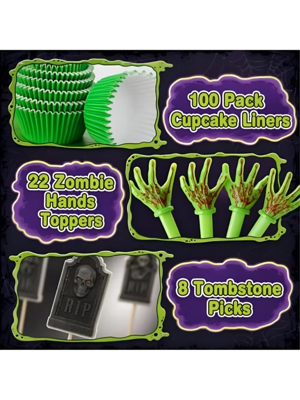 22 sets Zombie Hands for Cupcakes, Halloween Cupcake Toppers and Decorations